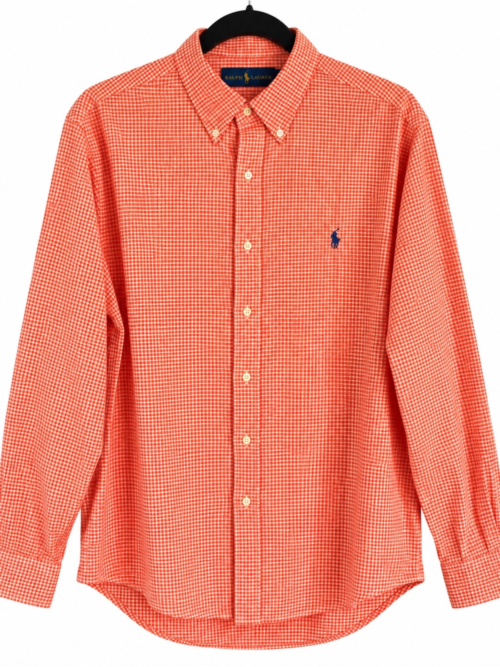 100% Cotton Ralph Lauren Men’s XXL Vol Orange Gingham Check Button Down Shirt